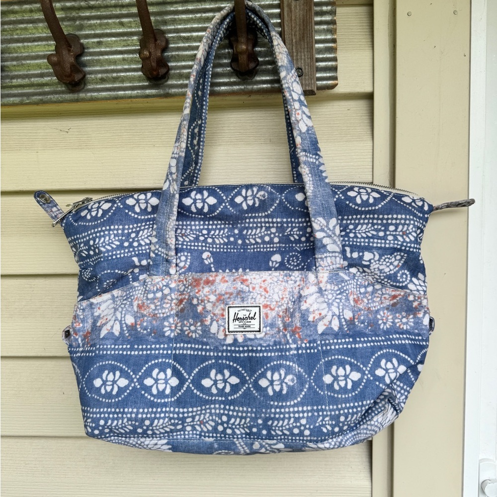 Herschel Supply Company Blue and White Patterned Tote